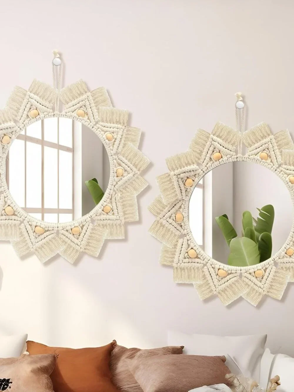 CroBlissful Boho Macrame Wall Mirrors - Set of 2 (NWT)
